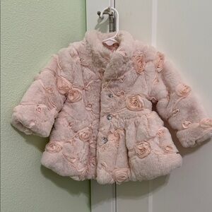 Biscotti Blush Faux Fur Kids Puffer Coat NWOT